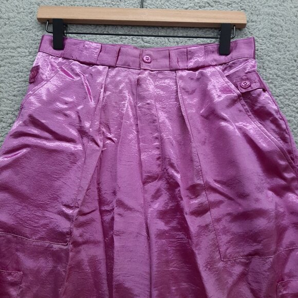 Vintage 80's Avon Fashions Womens Shiny Pink High-Waist Pants Size 11/12 tapered - Picture 2 of 11